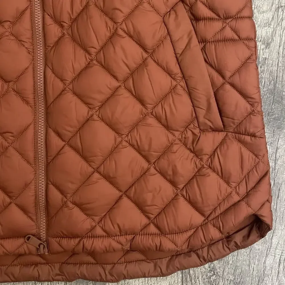 Athleta Featherless Puffer Vest L Sequoia Brown Quilted - Picture 7 of 9